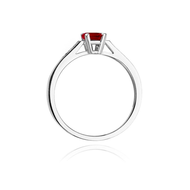 Pierścionek złoty 585 z brylantami 0,04ct rubinem 0,80ct W-78