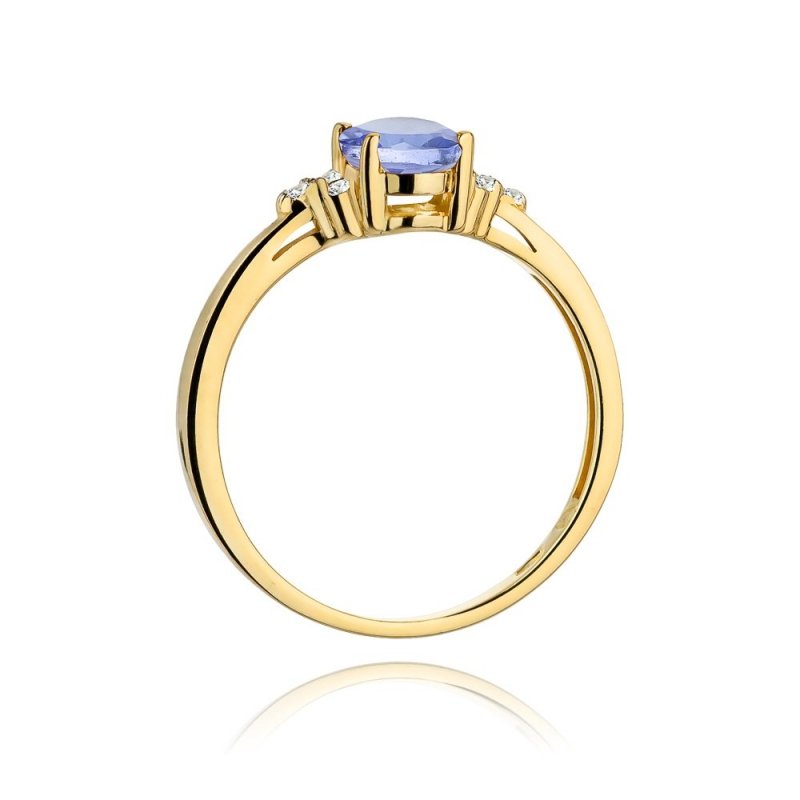 Pierścionek złoty 585 z brylantami 0,05ct tanzanitem 0,70ct W-308