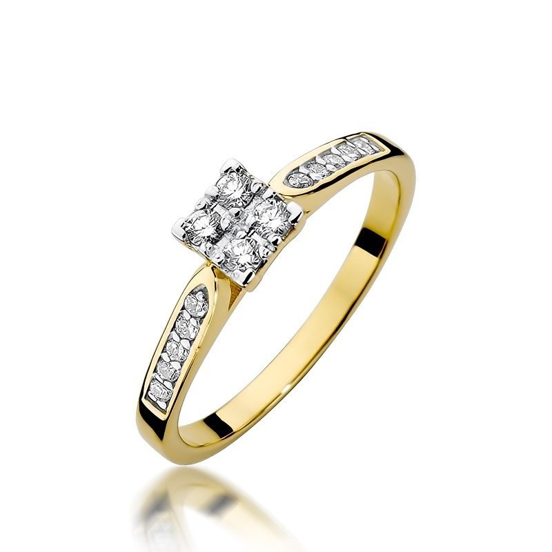 Pierścionek złoty 585 z brylantami 0,16ct zaręczynowy W-402