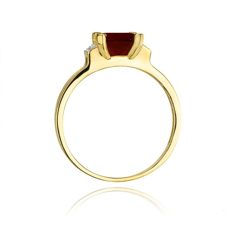 Pierścionek złoty 585 z brylantami 0,03ct granatem 1,30ct W-103