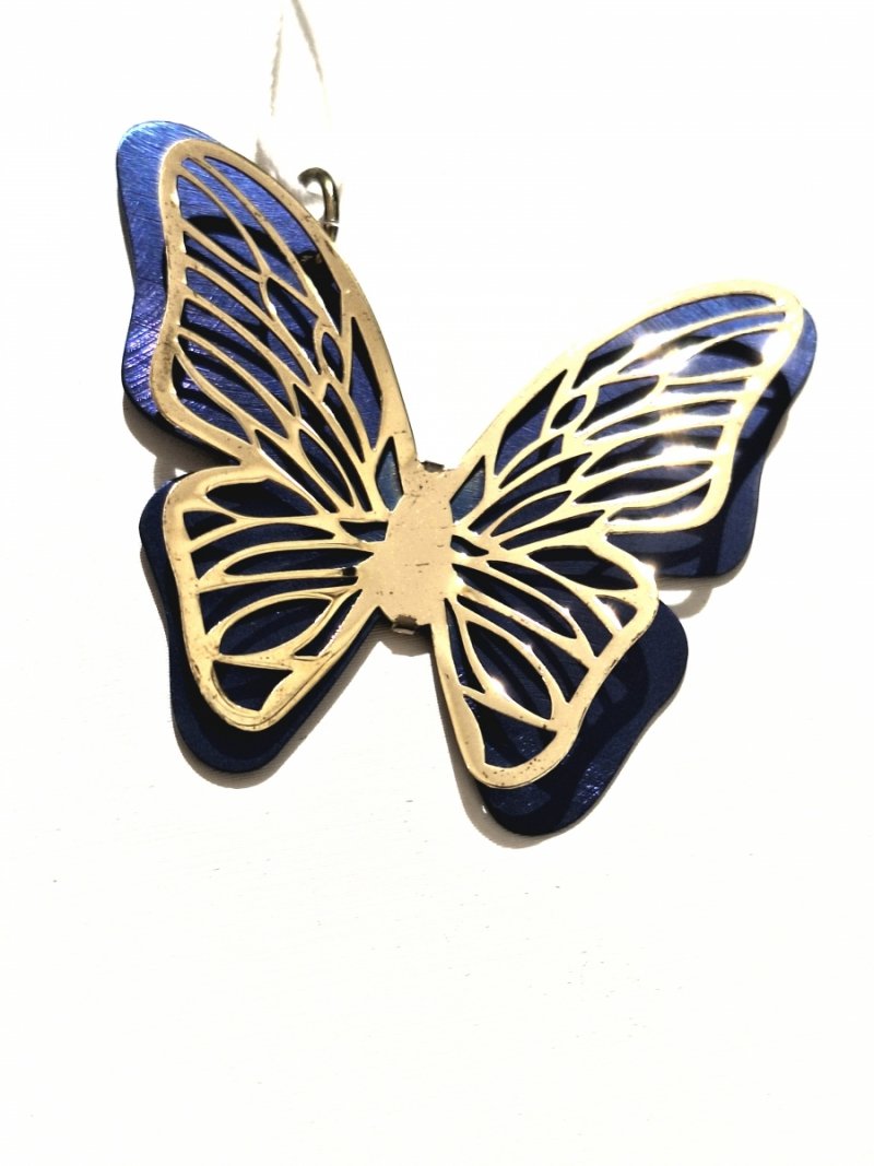 WISIOREK ZAWIESZKA TYTAN I SREBRO 925 POZŁOCONE MOTYL MOTYLEK