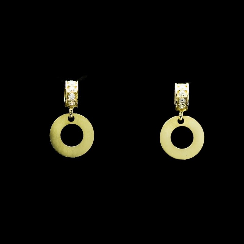 KOLCZYKI ZŁOTE 585 SZTYFT  KÓŁKA RING Z CYRKONIAMI