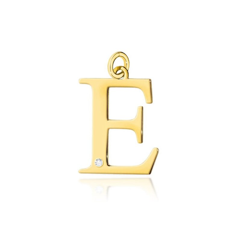Zawieszka złota 585 literka litera E z brylantem 0,005ct 