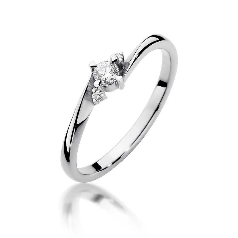Pierścionek złoty 585 z brylantami 0,12ct zaręczynowy W-346