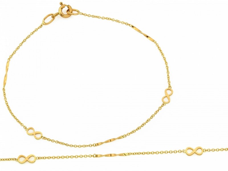 Bransoletka złota 585 delikatna nieskończoność infinity