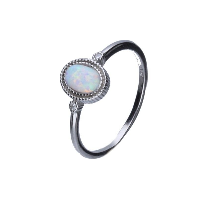 SREBRNY PIERŚCIONEK 925 OPAL BIAŁY R.11