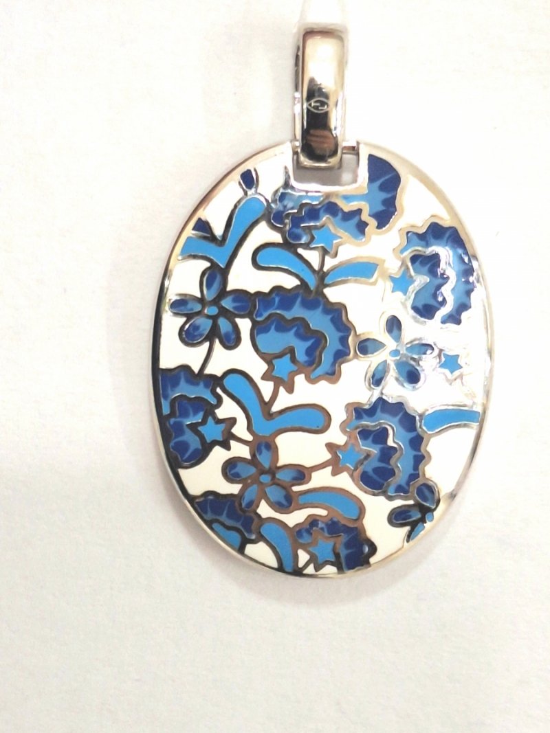 WISIOREK SREBRO 925 Z EMALIĄ NIEBIESKIE KWIATY