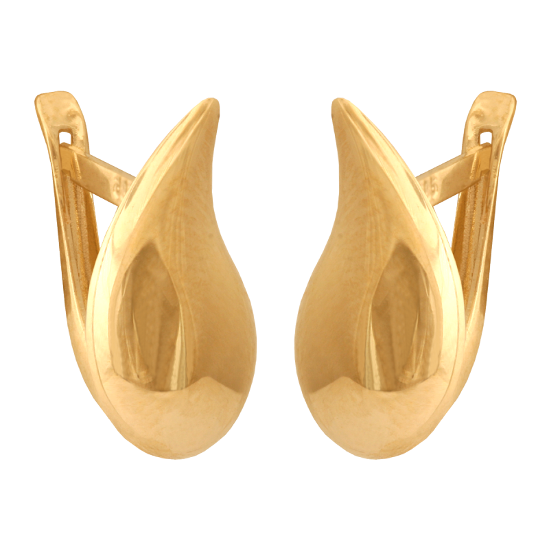 Kolczyki złote 585 sztyft krople kropelki modne 