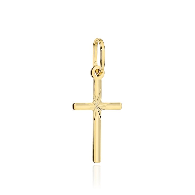 KRZYŻYK ZŁOTY 585 DIAMENTOWANY 8,3X16mm