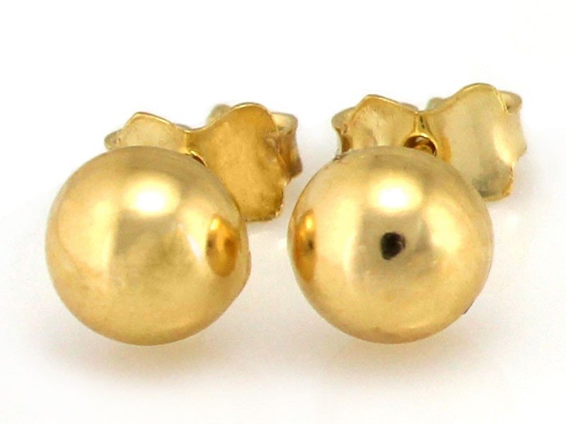 Kolczyki złote 585 półkulki gładkie 6mm półkulki