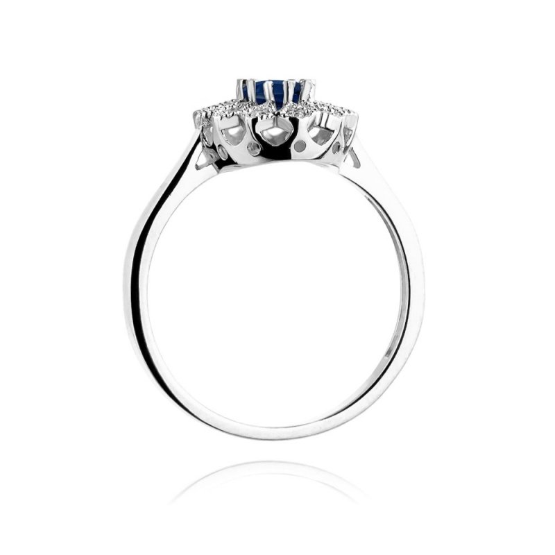 Pierścionek złoty 585 z brylantami 0,10ct szafirem 0,70ct W-354