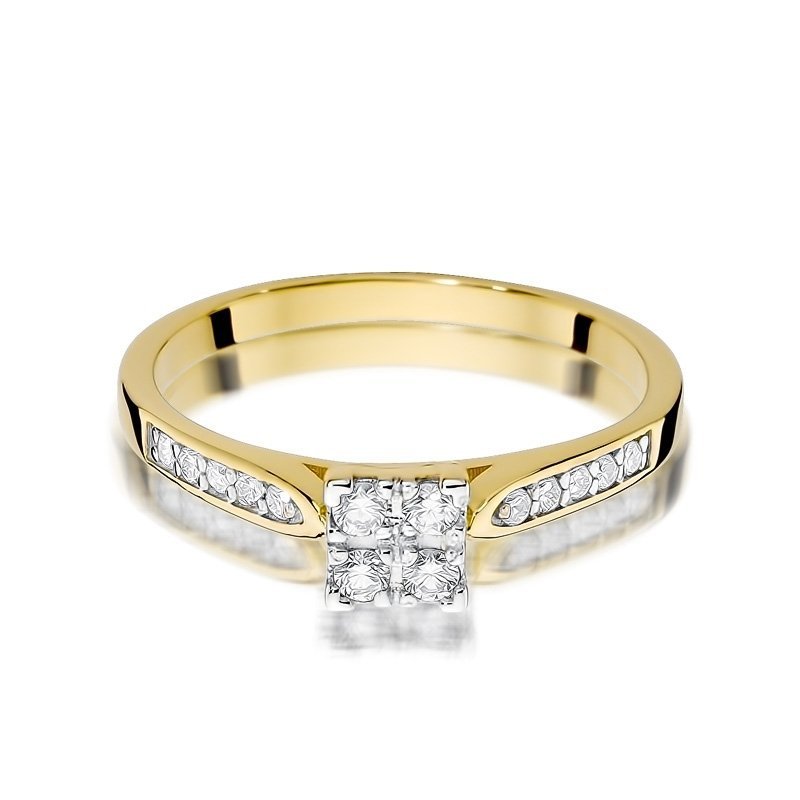 Pierścionek złoty 585 z brylantami 0,16ct zaręczynowy W-402