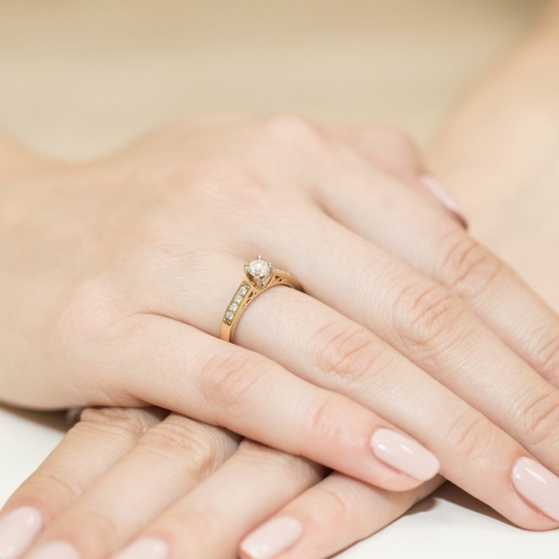 Pierścionek złoty 585 z brylantami 0,42ct W-198 zaręczynowy