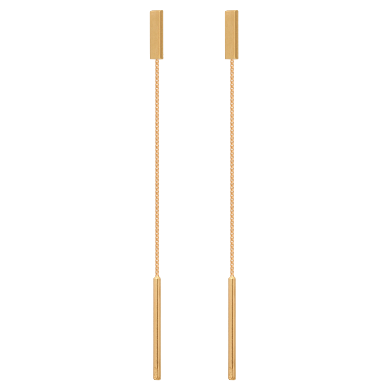 Kolczyki złote 585 wiszące łańcuszkowe przeciągane kreski patyczki