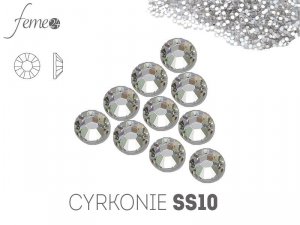 Cyrkonie Swarovski SS10 Crystal srebrne 50 sztuk