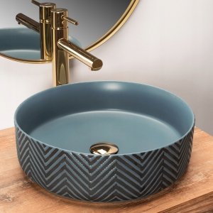 Umywalka nablatowa Rea Ashley 40x40 cm niebieska ceramiczna