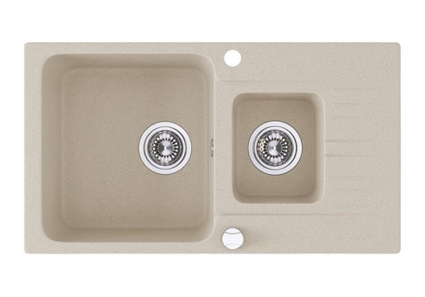 Zlewozmywak Kuchinox Madagaskar 1,5-komorowy 44x78 cm Zlew kuchenny beżowy z ociekaczem