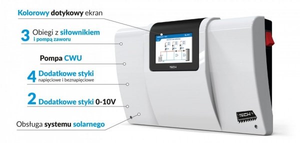 Tech i-3 PLUS sterownik 3 siłowników + solar OpenTherm