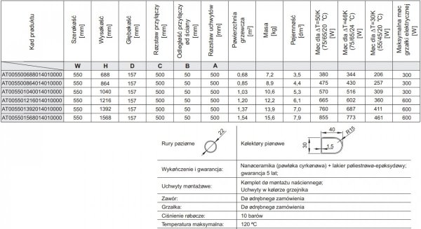 Grzejnik łazienkowy Enix Aster AT 550x1392 drabinka biała