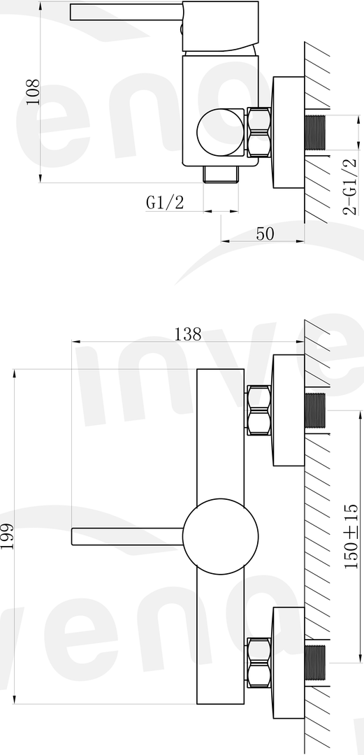 Bateria natryskowa Invena Dafni chrom ścienna