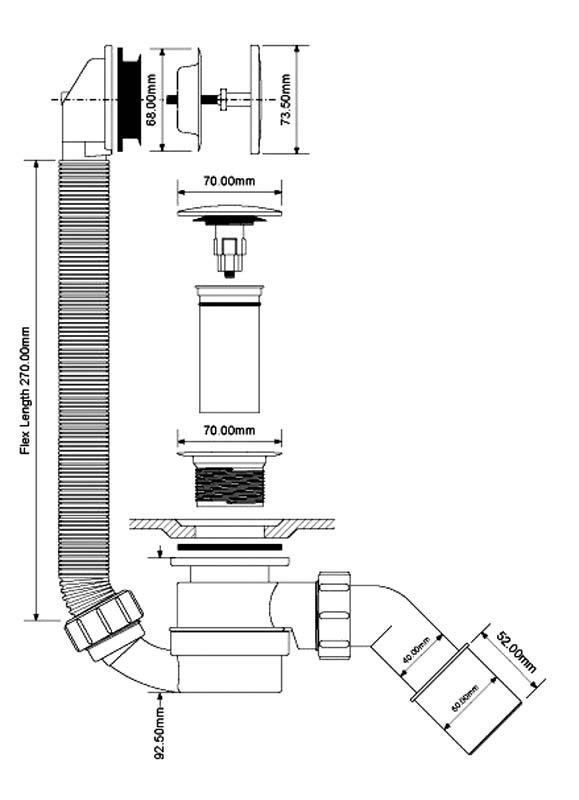 Syfon wannowy brodzikowy HC2600CL klik-klak