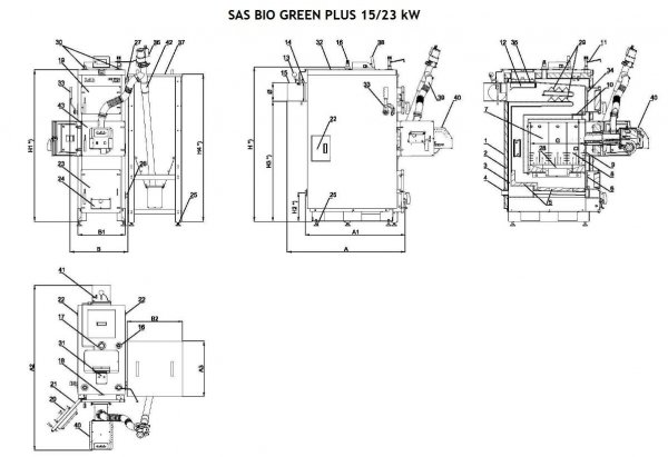 Kocioł SAS Bio Green Plus 23 kW kocioł na pellet i drewno