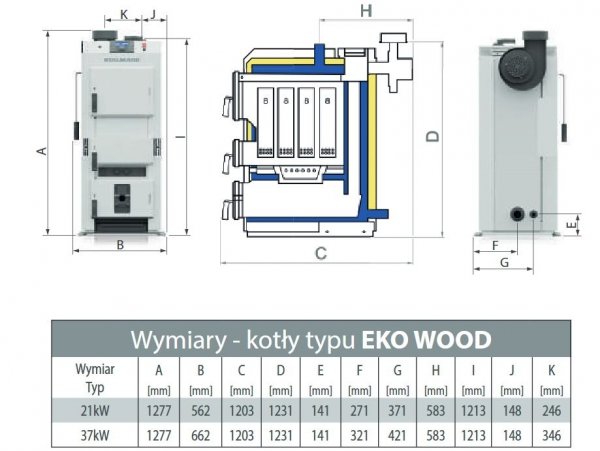 Kocioł na drewno Stalmark Ekowood 21 kW piec zgazowujący