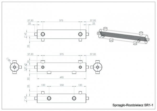 Sprzęgło hydrauliczne z rozdzielaczem do 60 kW 1&quot; DN 25 ocieplone