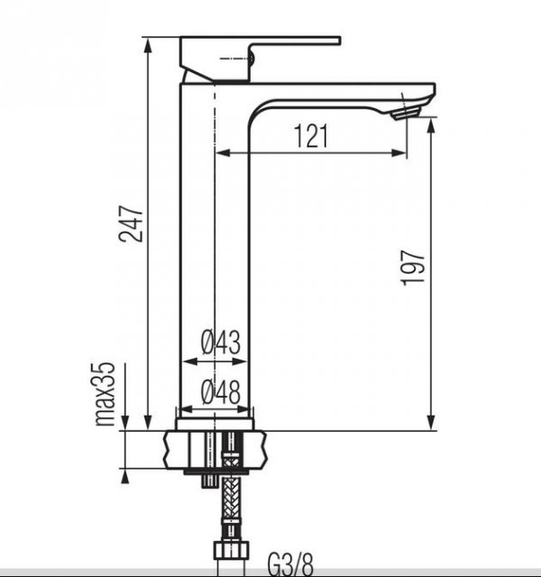 Bateria nablatowa Valvex Tube umywalkowa wysoka stojąca Chrom