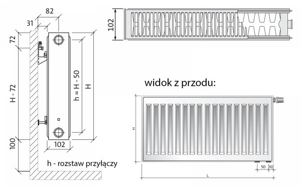 Grzejnik pokojowy Purmo CV22 600x600 panelowy