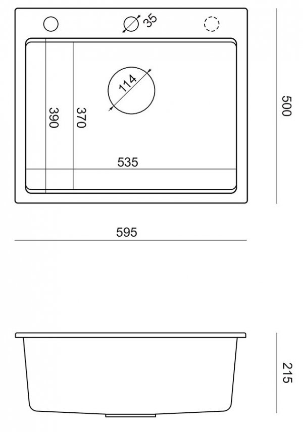 Quadron Kurt 110 zlew kuchenny granitowy czarny mat 59,5x50 cm