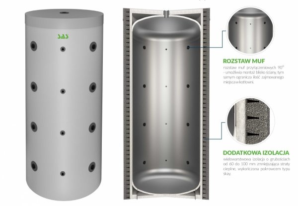 SAS BST 600 L zbiornik buforowy akumulacyjny ocieplony