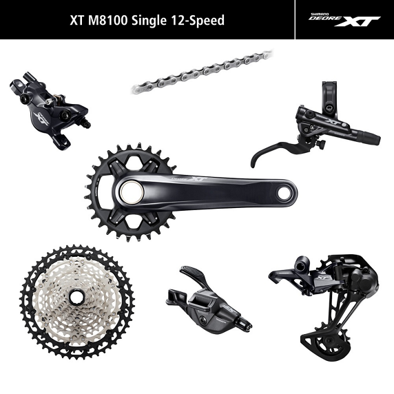 Grupa Shimano XT M8120 — 1×12, hamulce 4-tłoczkowe, korba 175 mm, zębatka 36T, kaseta 10–51, I-SPEC EV