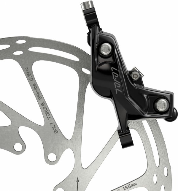 Hamulce hydrauliczne SRAM Level Silver Stealth — przód, czarne, 4-tłoczkowe, przewód 950 mm