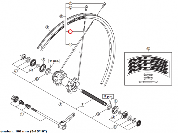 Szprycha Shimano WH-MT55-F 268 mm