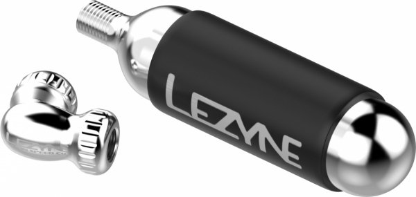 Pompka CO2 Lezyne Twin Speed Drive CNC — srebrna, z nabojem 25 g