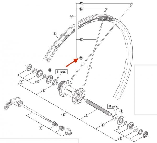 Szprycha Shimano WH-MT15-A-F29 287,5 mm