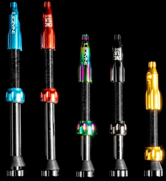 Zawory tubeless Lezyne Tubeless Valve CNC 80 mm — niebieskie, aluminiowe
