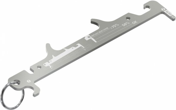 Miernik zużycia łańcucha Lezyne Chain Gauge — srebrny (narzędzie 4w1)