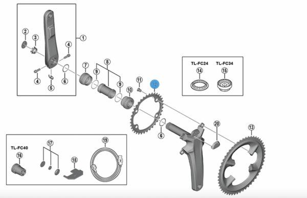 Zębatka Shimano Dura-Ace FC-R9200 — 34T-NK, wewnętrzna, 110 mm BCD (asym., 4-śrub), 12-rz