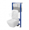 CERSANIT - Set C31 - stelaż podtynkowy AQUA 50 PNEU QF + miska zawieszana CREA SQUARE CleanOn + deska SLIM antybakteryjna, wolnoopadająca, z funkcją łatwego wypinania  S701-810