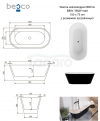 BESCO Wanna wolnostojąca Deeva Matt B&W 150x75 + maskownica odpływu złota #WWA-150DMBG