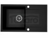 AQUAFORM - zlewozmywak granitowy MARANELLO 440 X 760 X 194 - 1 komora z ociekaczem , CZARNY MONO + syfon oszczędzający miejsce z korkiem automatycznym  AQ.901-1019011 