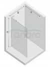 NEW TRENDY Kabina prysznicowa NESTA GUNMETAL BRUSHED WALK-IN U 100x200 szkło czyste 8mm Active Shield 2.0 - WSPORNIK KĄTOWY K-1757-WL