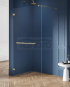 NEW TRENDY Kabina Walk In AVEXA GOLD BRUSHED 130CM z wieszakiem złota szczotkowana EXK-3148