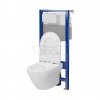 CERSANIT - Set C20 - stelaż podtynkowy AQUA 50 PNEU QF + miska zawieszana LARGA by Cersanit OVAL CleanOn + deska SLIM WRAP antybakteryjna, wolnoopadająca, z funkcją łatwego wypinania  S701-823