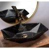 REA - Umywalka Nablatowa Ceramiczna VEGAS Black Marble MATT 