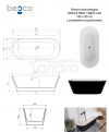 BESCO Wanna wolnostojąca Deeva Matt B&W 180 + maskownica odpływu biała #WWA-180DMBW