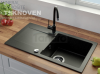 TEKNOVEN ZESTAW bateria + zlew granitowy 75x42 cm czarny nakrapiany 