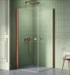 NEW TRENDY Kabina prysznicowa NEW SOLEO COPPER BRUSHED 2D prostokątna U 90x90x195 szkło czyste 6mm Active Shield - wahadłowe K-2014